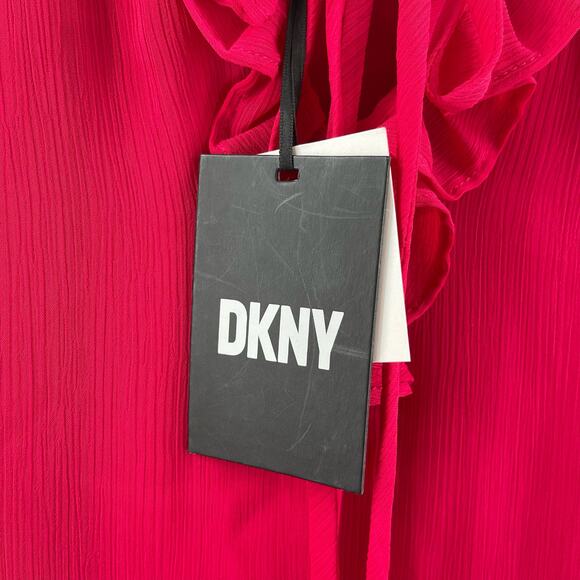 DKNY Dress Size 4 Ruffle Above Knee Sheath Cocktail Ruffled Evening Wedding NWT - Picture 6 of 14